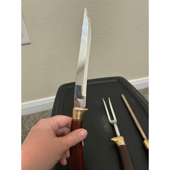 Englishman Blade Knife Set Vintage 3 Pieces Steel Cutlery Serving Sharpener - Picture 3 of 13